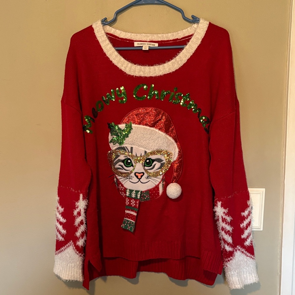 XL Meowy Christmas sweater